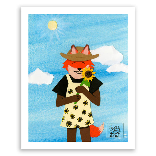 Golden Feelings 2 Happy Fox Print