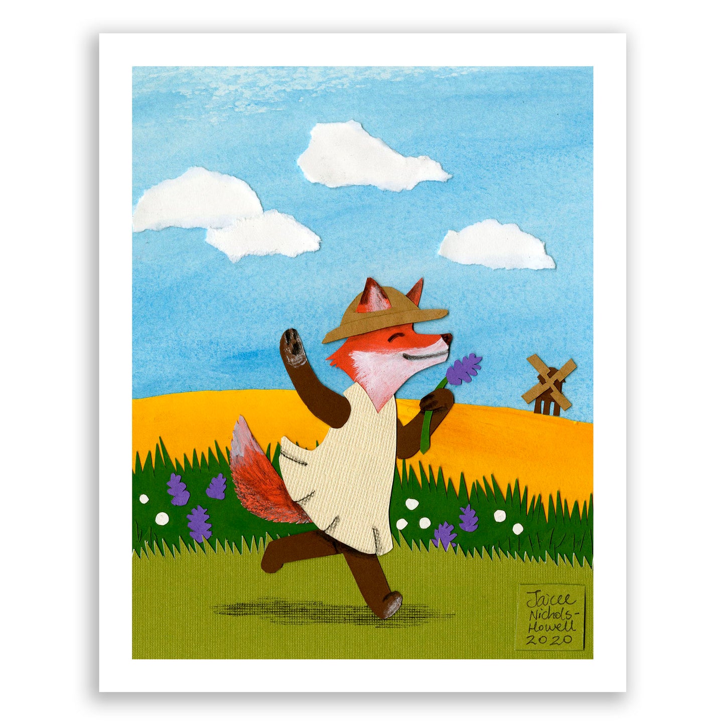 Golden Feelings Happy Fox Print