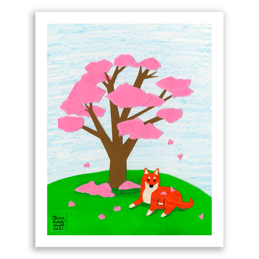 Under the Cherry Tree Shiba Inu Print
