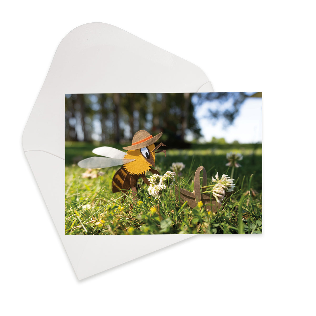 Bee Picking Flowers Greeting Card