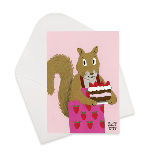 Strawberry Squirrel Greeting Card