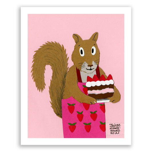 Strawberry Squirrel Print